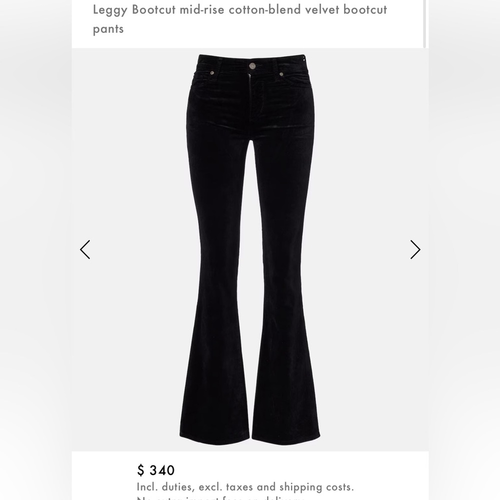 7 For All Mankind Black Velvet Bootcut Jeans